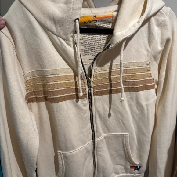 Aviator Nation Cream Zip-Up Hoodie - Picture 1 of 3